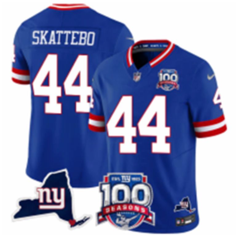 Men 2025 Nike New York Giants #44 Skattebo Blue Throwback 3th generation Limited NFL Jersey 002->new york giants->NFL Jersey